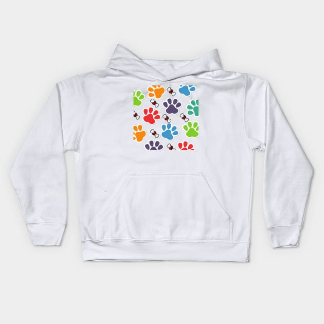 Dog paw with bone pattern Kids Hoodie by Murray Clothing